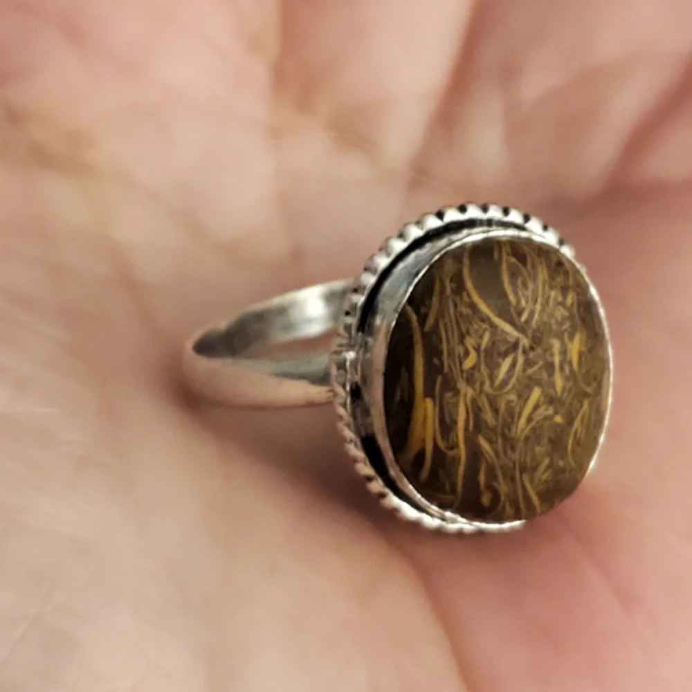 Sterling silver brown stone ring